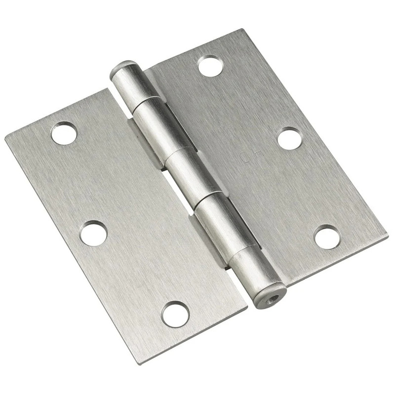 Full Mortise Butt Hinge - Size:3-1/2" - Finish:Brushed Nickel - Corner Type:Square Corner